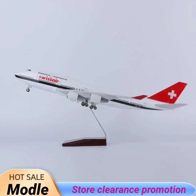 

Новинка, модель самолета в масштабе 1/150, 47 см, модель самолета 747 B747 Swissair, искусственная кожа и посадочное колесо, литая искусственная игрушка, Декор