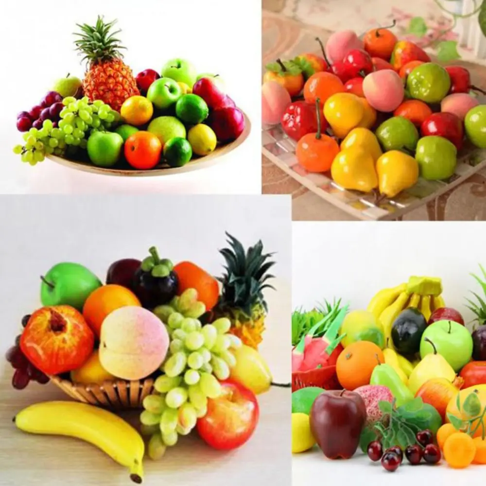 12PCS Random Delivery Artificial Fruits Lifelike Vegetables Food Model Kitchen Landscape Home Decor Desktop Ornament Photo Prop