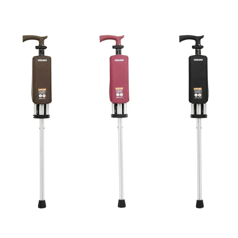 Walking Cane Aluminum Alloy Foldable With Seat Adjustable Elderly Crutch Chair With Stool