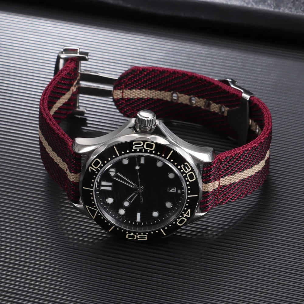 Ersatz-Armband Premium Segeltuch-Uhrenarmband 20mm Canvas-Nylon-Uhrenband für Omega mit Schnellverschluss-Faltschließe – Detail 13