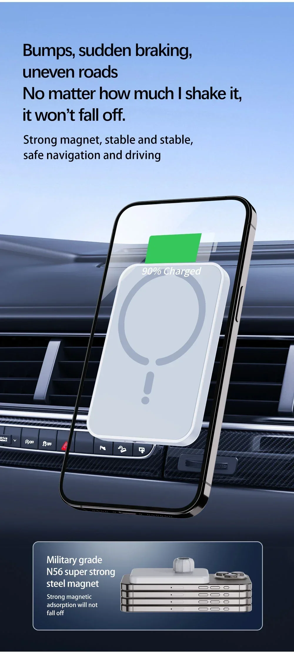 30W Magnetic Car Wireless Charger Sucker For Magsafe iPhone 12 13 14 15 16 Pro Max Air Vent Phone Holder Stand Fast Car Charging