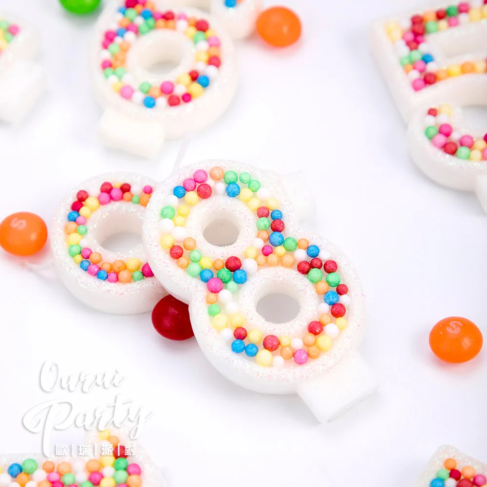 ChildrensBirthdayCandle1YearGiltterColorfulWhitePearlOriginal