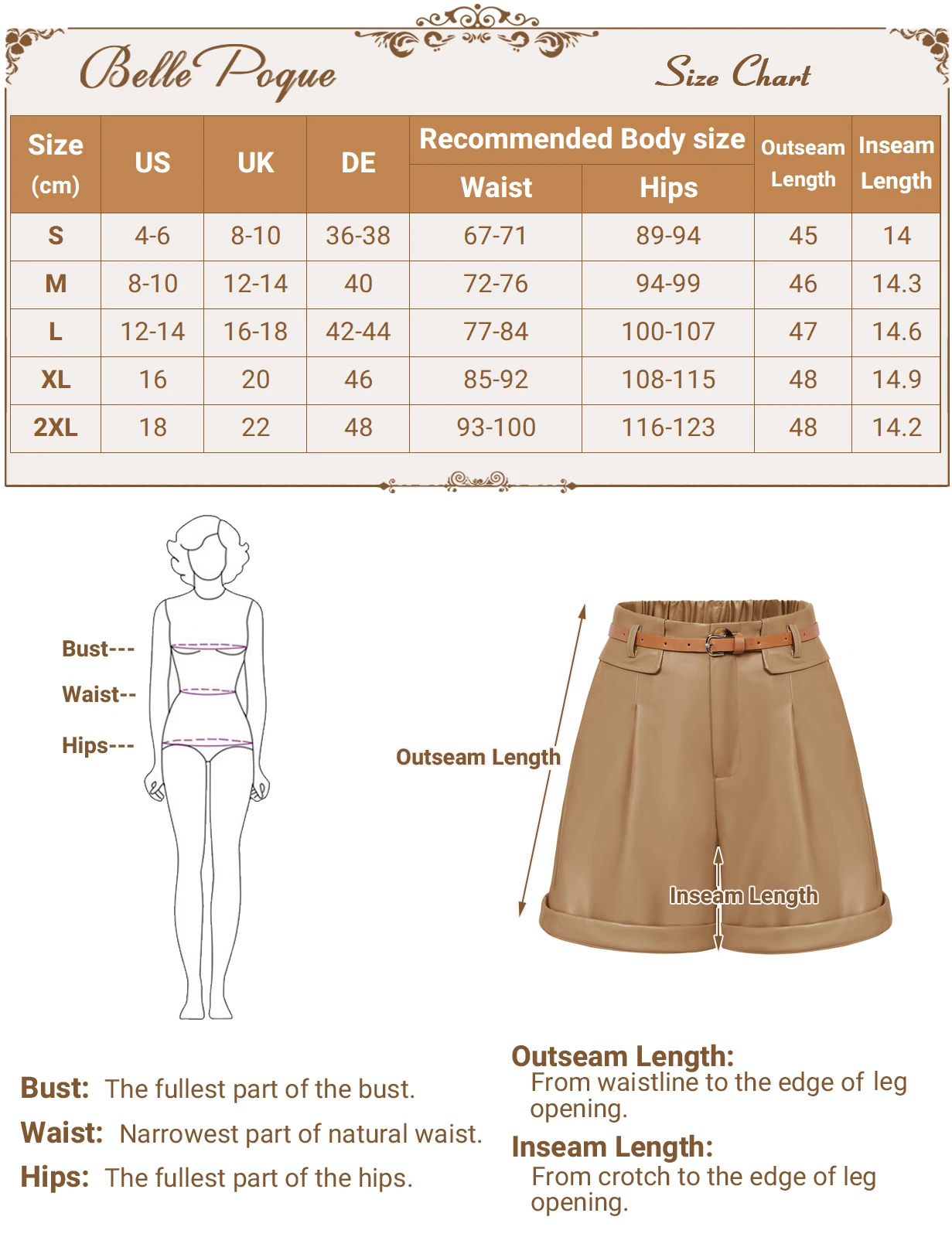 BP Women Vintage Polyurethane Leather Shorts With Belt Elastic Waist Shorts Lastic High Waisted Shorts With Pockets