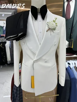 Completo da uomo classico in tinta unita per abito da sposa Elegante giacca monopetto Pantaloni per uomini d'affari Abiti da sposo