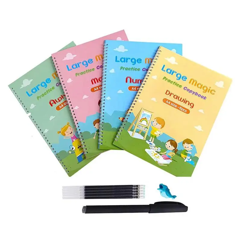 

Handwriting Practice Workbook Magical Handwriting Workbooks Practice Copybook 4 Reusable Writing Practice Book With Pen