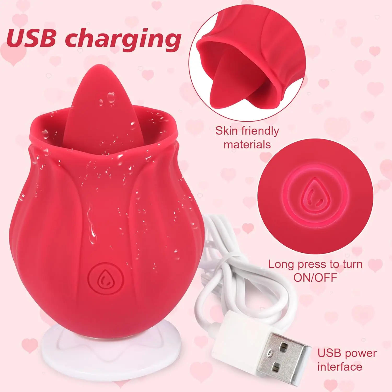 Female Sex Toy Rose Shape Sucking Dildo Vibrator G-spot Pussy Nipple Sucker Oral Licking Clitoris Stimulation Masturbating vagina sucking vibrator,clit sucker vibrator,female sex toy,female masturbator