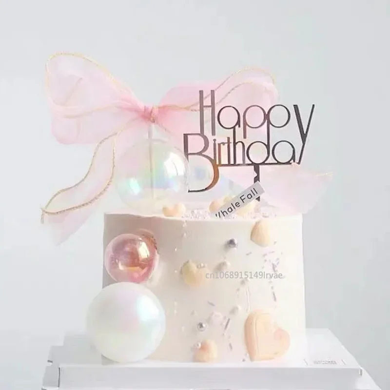 10/6/3pcs Colorful ball Happy Art Font Red Small Love Heart Cake Topper Birthday Party Dessert Decoration for Shower Supplies