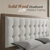 Wood Platform Bed Frame Queen Size Upholstered Tufted Headboard/Solid Wood Beds No Box Spring Needed, Bed Frame Queen 4