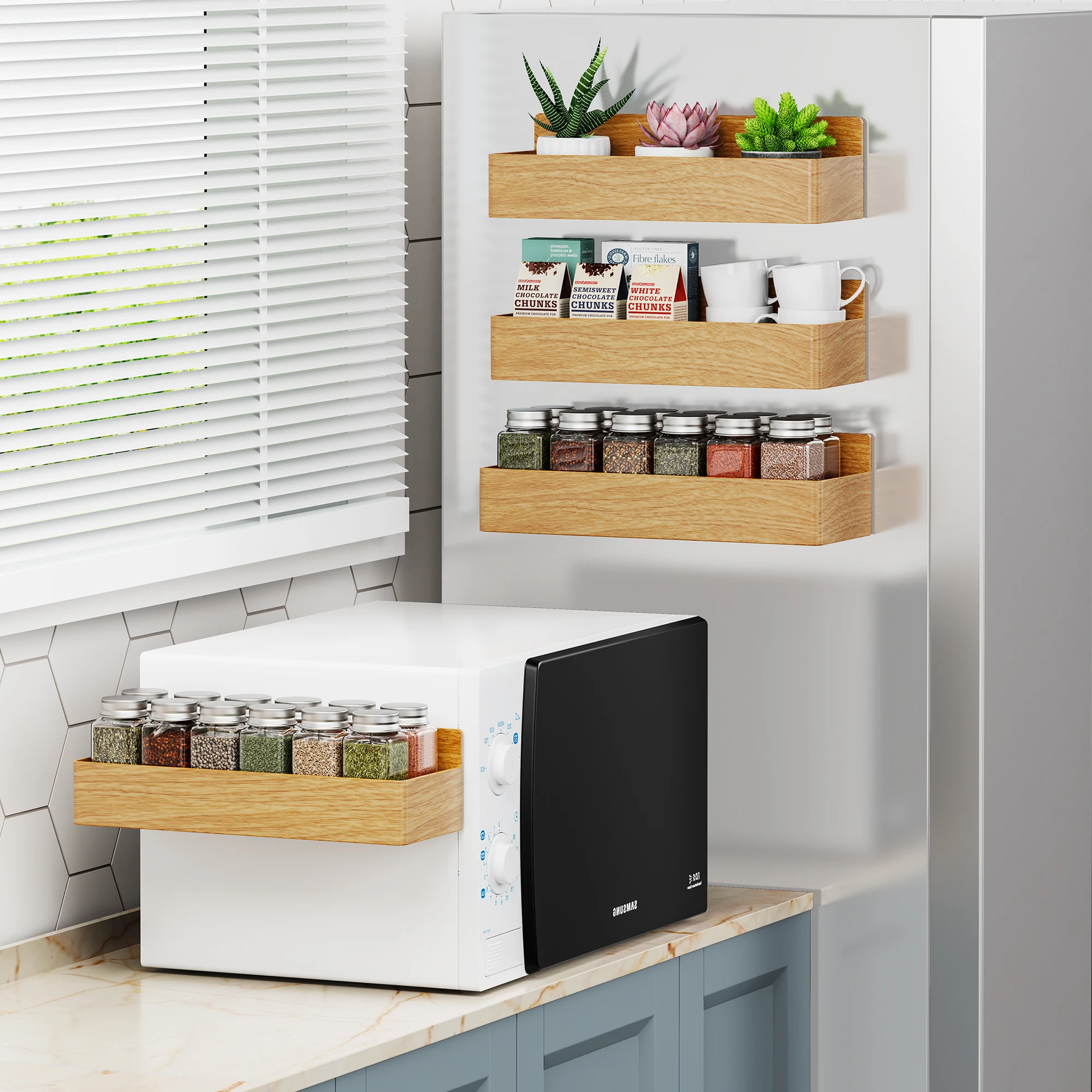 Magnetic Shelves Plastic Refrigerator Shelf Spices Kitchen Storage Racks Wall Mounted Seasoning Home Organizer for Microwave kitchen storage rack magnetic storage rack kitchen organizer spice storage shelf