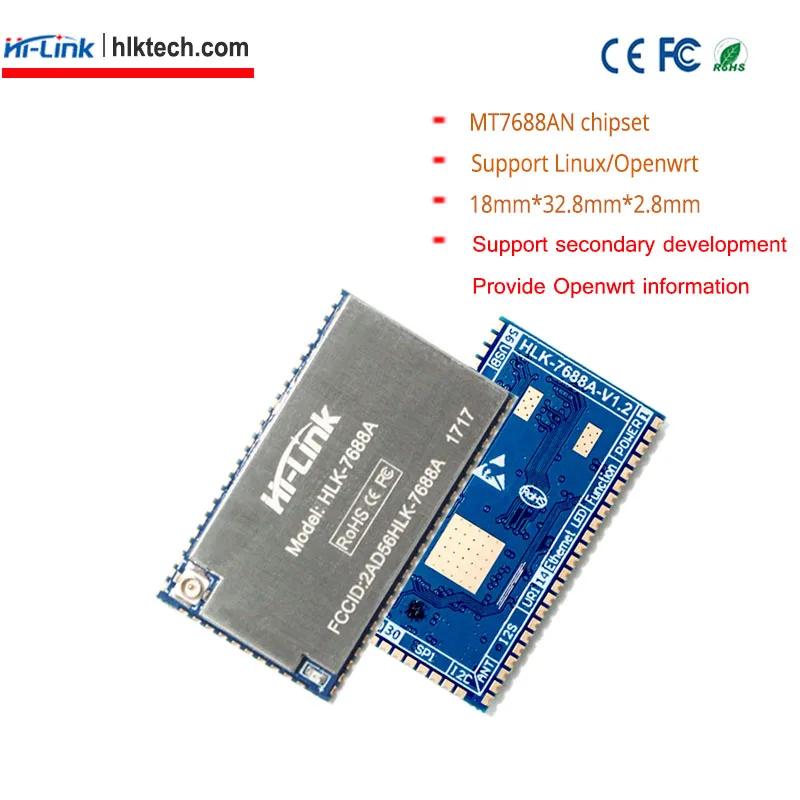 

Free Shipping 2pcs/lot MT7688A wifi router module support OpenWrt/Linux HLK-7688A IOT home automation