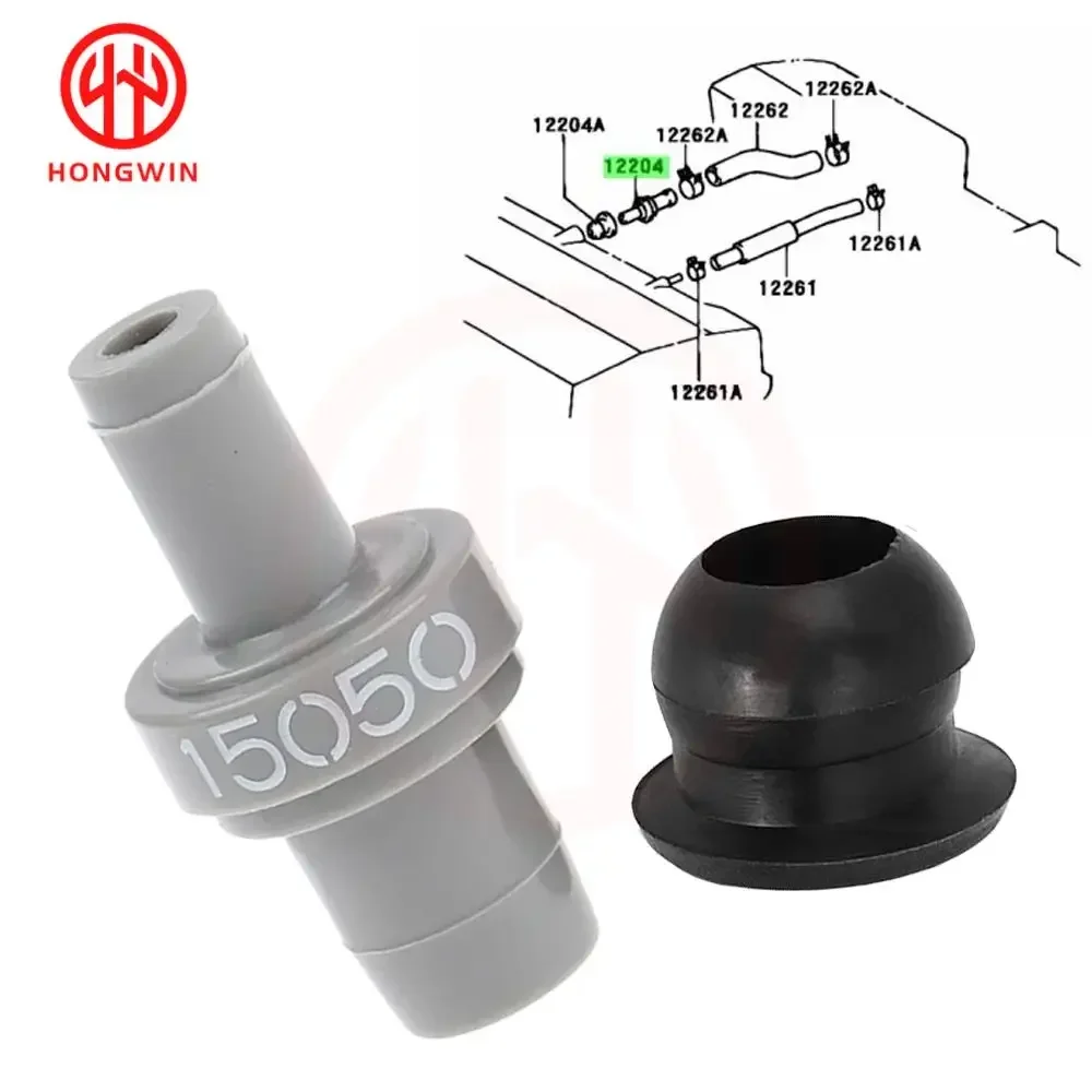 Positive Crankcase Ventilation PCV Valve 12204-15050 + Grommet 11812-41B00 For Toyota Corolla 1993 1994 1995 1996 1997 1.6L 1.8L exhaust control valve,car exhaust pipe valve kit,car engine pcv valve
