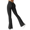 Fashion Micro Horn Leggings Women V-back Waist Sports Pants High Waist Push Up Butt Gym Pants Solid Slim Casual Leggings 2