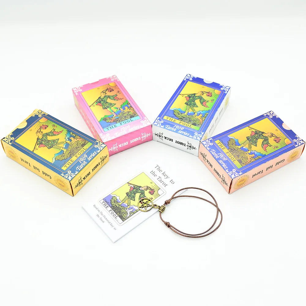 

2023 New Rider Hot Stamping Gold Foil Original Tarot Deck Cards for Beginners with English Guide Book Divination Board Game