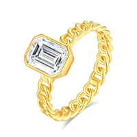 100% Real 14k Gold Diamond Ring Emerald Moissanite 2ct 6*8mm Luxury Designer AU585 K Gold Wedding Jewelry For Women High Quality 1