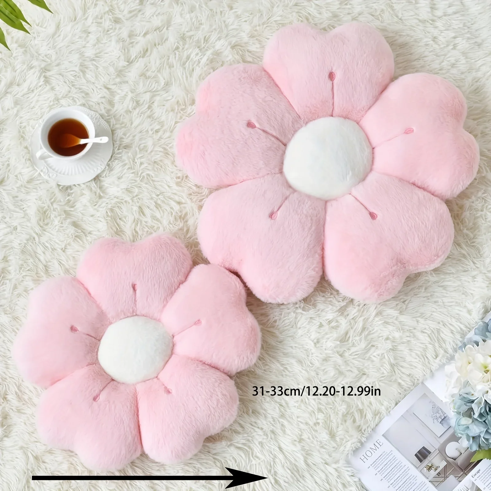 Plush Pillow Comfortable Daisy Flower Shaped - Cute Decorative Pad for Bed and Sofa, Soft Polyester Fabric 4
