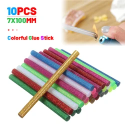 Bâtons de colle thermofusible colorés 7x100mm, 10 pièces/ensemble, pour pistolet à colle, étui de téléphone artisanal, réparation d'album jouet, accessoires en alliage 