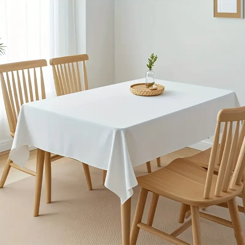 White Table Cloth Waterproof Anti Scratch Polyester Tablecloth Decorative Washable Fabric Table Cover Home Dining Buffet Party - Image 2