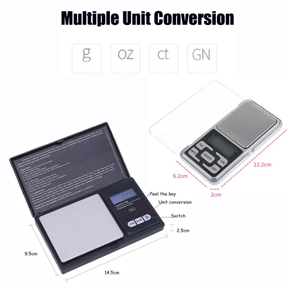 Balance électronique de poche avec écran LCD, balance de cuisine numérique, haute précision, poids en grammes, bijoux et or, 0.01g, nouveau