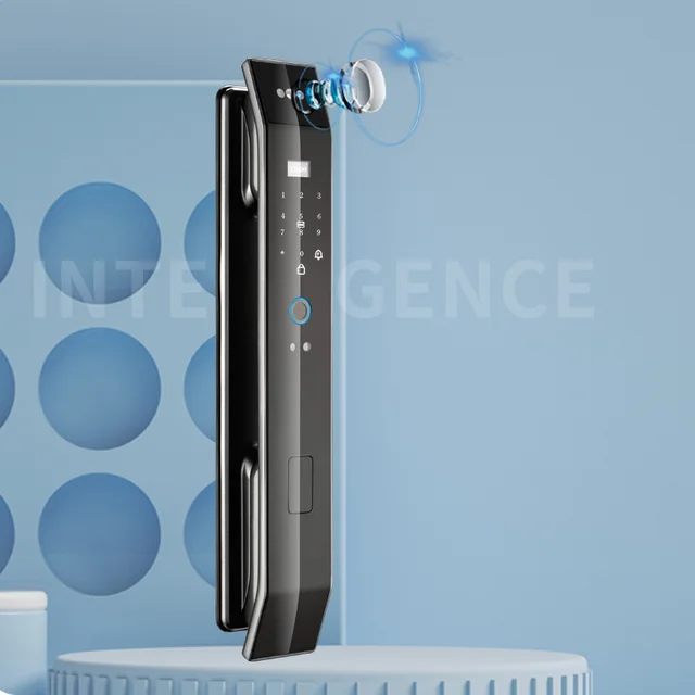 WiFi Tuya APP Voice Intercom Digital Door Lock 3D Face Recognition Fingerprint Password Smart Door Lock With Camera 4