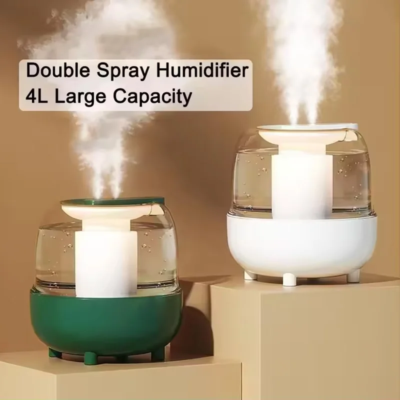 Large Capacity 4L Aromatic Humidifier Ultrasonic Household Air Humidifier Air Purifier LED Light Double Spray