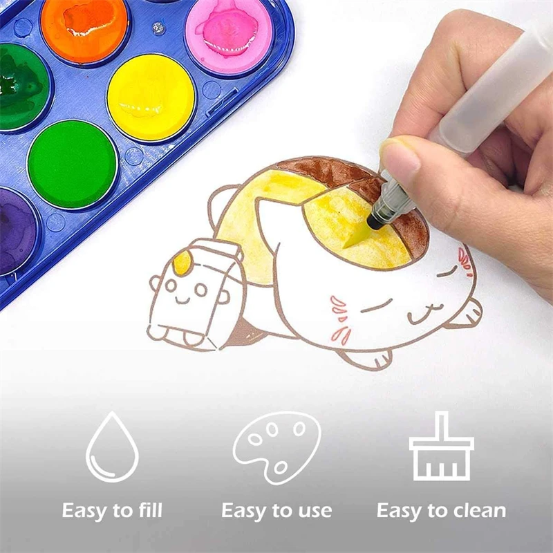 Watercolor Brush Pens 7/9/12pcs Set For Water Soluble Colored Pencil Aqua Brush Pen For Beginners