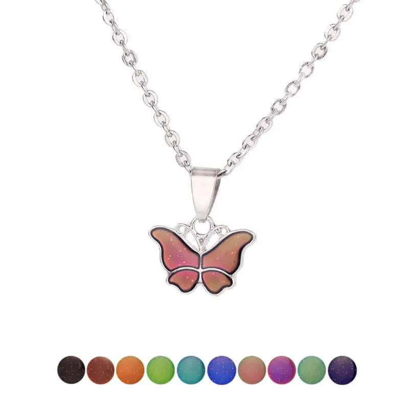 

for Butterfly Mood Color Change Necklace Emotion Feeling Necklace K3KF