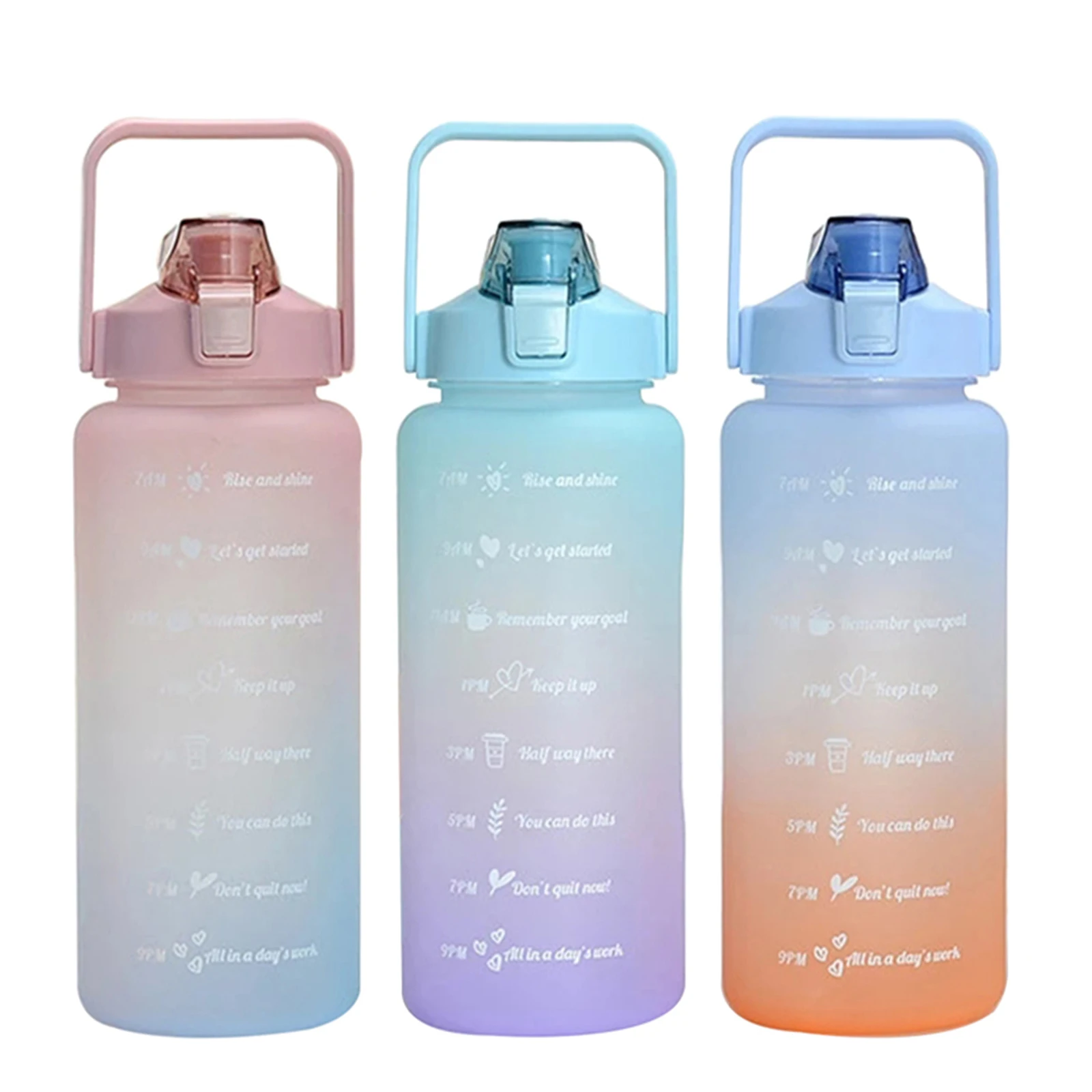 2l Water Bottle With Straw Time Marker Plastic Water Cup Large Capacity Frosted Outdoor Sports Bottles Botella De Agua 2 Litros - Water Bottles - AliExpress - Viral TikTok Products