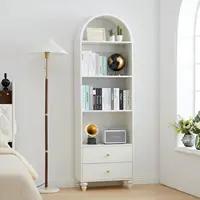 75.59" Tall Bookcase, 4 Tier Arched Bookshelf with 2 Drawers, Modern Book Display Storage Cabinet for Living Room, Bedroom 1