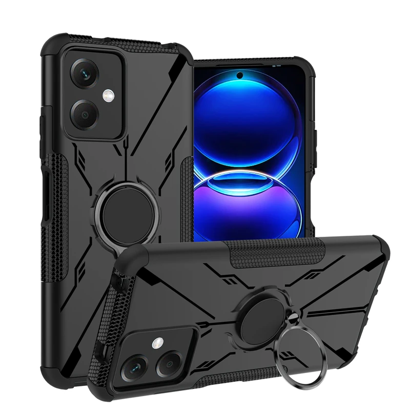 Per Xiaomi Poco X5 Custodia Poco X5 Cover Armor Silicone Antiurto Gomma Pc Metal Stand Ring Protector Per Poco X5 Cover