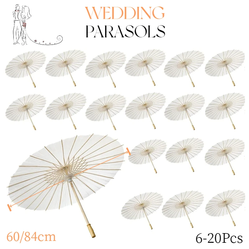 

6-20PCS Paper Parasols 60/84cm Bamboo Umbrellas Wedding Paper Umbrellas Party Favors for Bridal Shower Centerpieces Photo Props