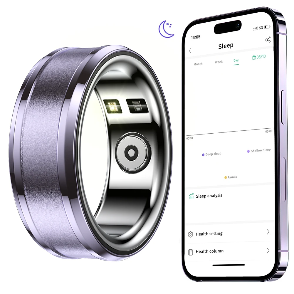 스마트 링 건강 추적기, 심박수 혈중 산소 추적기, Bluetooth-Compatible5.1 수면 모니터, 안드로이드 및 iOS