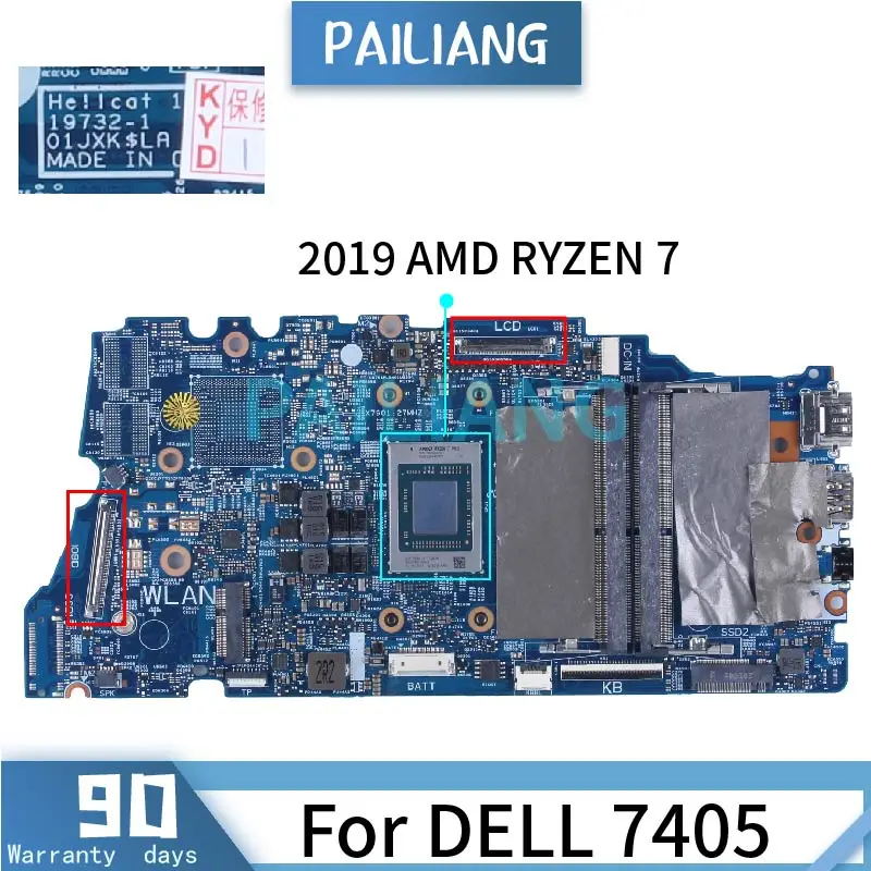 19732-1 For DELL Inspiron 14 7405 Laptop Motherboard 01JXK