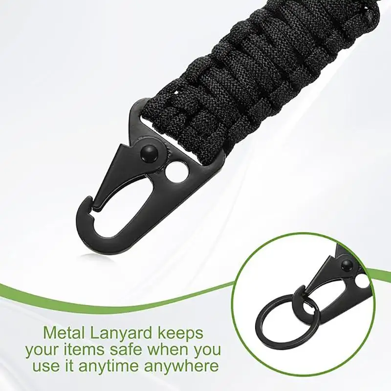 Heavy Duty Braided Paracord Safety Lanyard with Carabiner Clip
