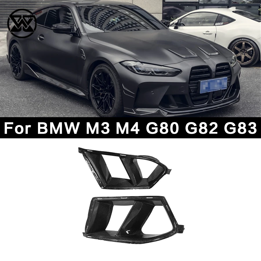 

Рамка для переднего бампера автомобиля, противотуманная фара для BMW M3 G80 M4 G82 G83 2021 + крышка для отделки передней решетки вентиляционного отверстия из углеродного волокна