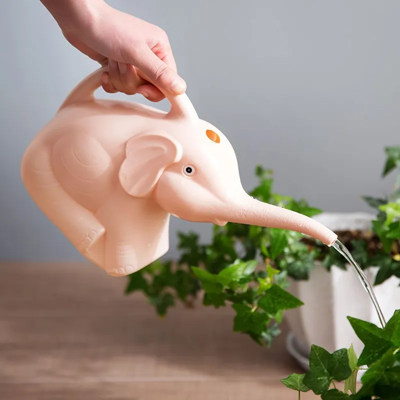 

2L Cute Elephant Tortoise Shape Plastic Watering Can Home Patio Lawn Gardening Tool Watering Pot Outdoor Irrigation Water Spray