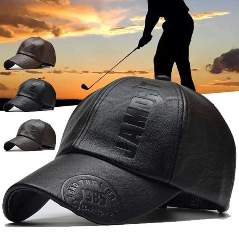 Men Fashion Retro PU Leather Beret Hats Autumn Winter Warm Beret Hat Middle-aged Men's Visor Warm Flat Peaked Cap Adjustable 4