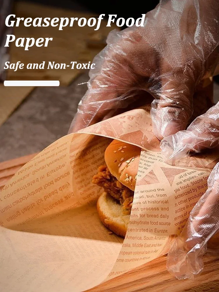 50PCS Greaseproof Wax Food Wrapping Paper 20x30cm for Burgers, Sandwiches, French Fries... - SKU GWFW1509 - UGI Packaging