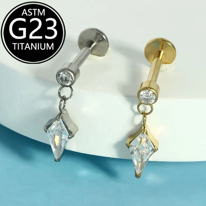 10pcs/lot F136 Titanium European and American Hot Selling Zirconia Inner Thread Lip Ring 1.2mm Cartilage Piercing for Daily Wear