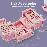Kids Makeup Kit for Girls Princess Real Washable Pretend Play Cosmetic Set Toys with Mirror Non-Toxic & Safe Birthday Gifts 3