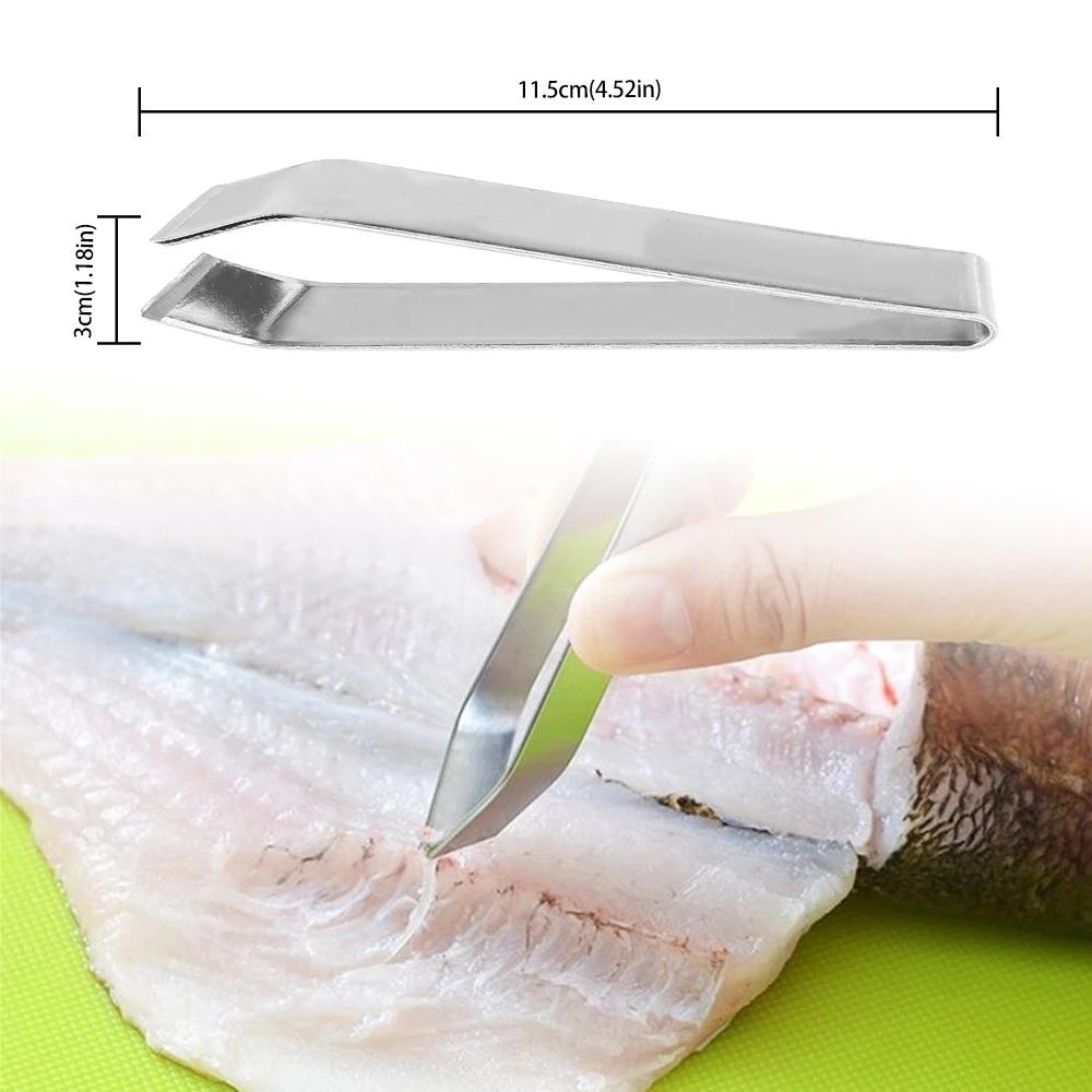 Fish Bone Tweezers Portable Stainless Steel Fish Bone Tweezers Pincer Puller Remover Tongs Kitchen Gadgets
