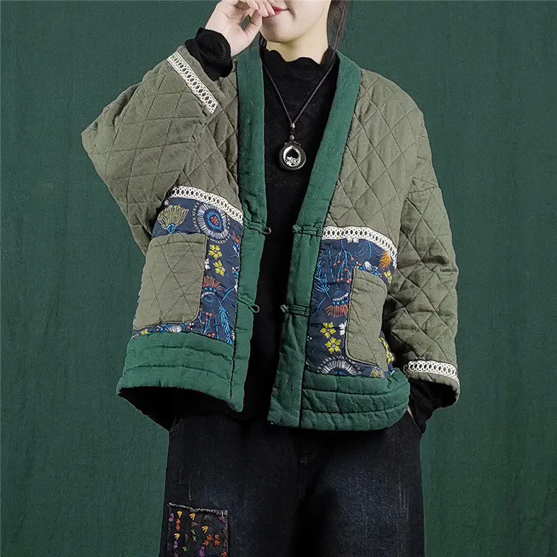 TrendAura Women's Winter Lapel Coat With Quilted Cotton Fill Slim Tailored Silhouette And Pockets main image 0