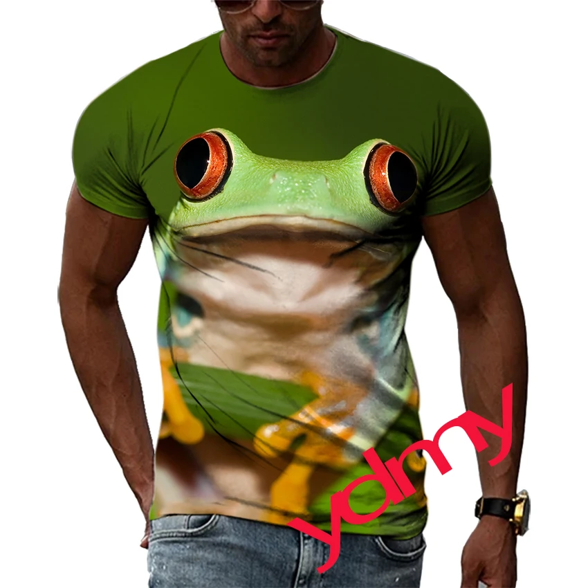 

Summer Fashion Frog Picture T-Shirts For Men Casual 3D Print Tees Hip Hop Personality Round Neck Short Sleeve Tops