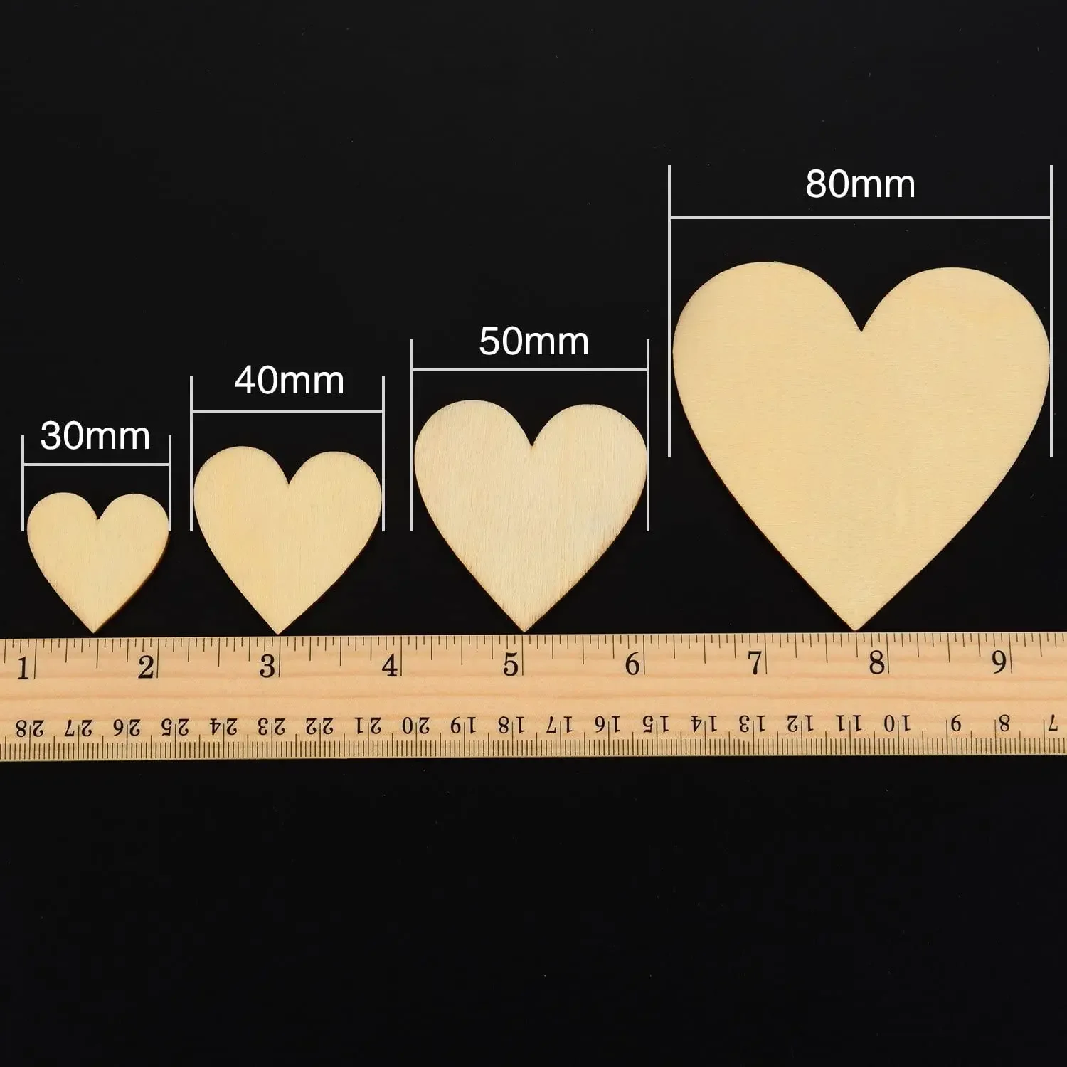 Wooden Crafts 1-10cm Unfinished Wooden Hearts Love Blank Wood Slices DIY Wooden Crafts For Christmas Painting Wedding Ornaments