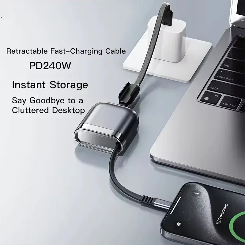240W USB C 접이식 케이블 아이폰 17 16 15 아이패드 삼성 고속 충전기 미니 사이즈 480Mbps 타입-C to USB C 데이터 케이블 장치용