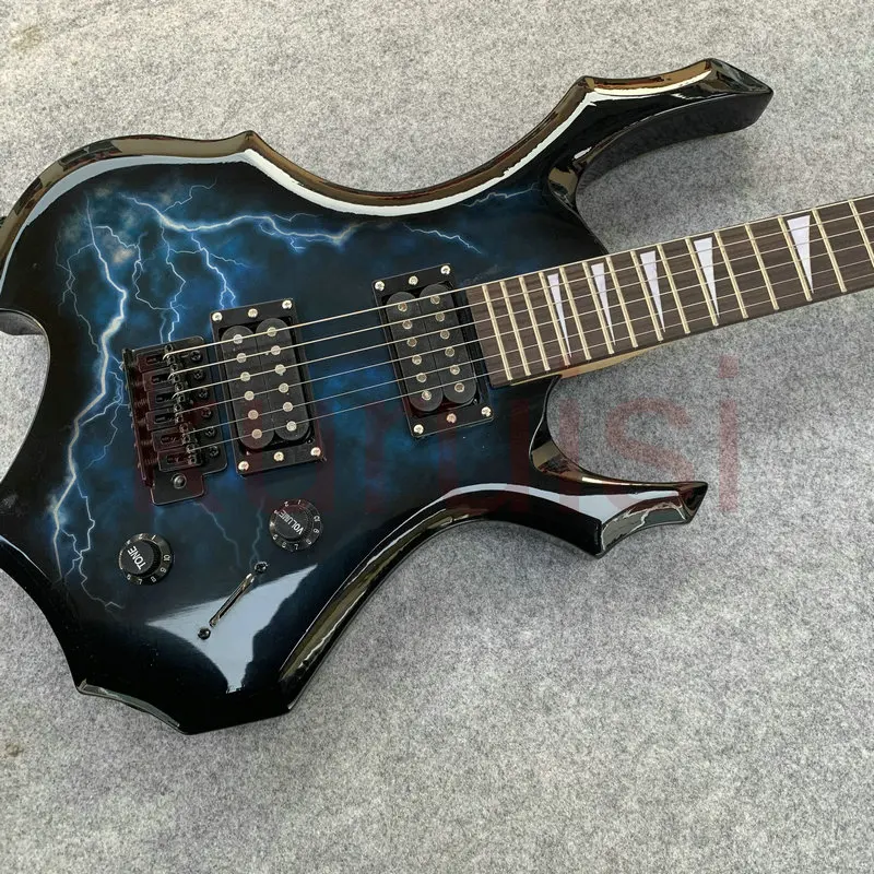 エレキギター ブラック 24フレット ハムバッカー フレーム付きエレキギター,6弦,メタルハムバッカー24フレット,2