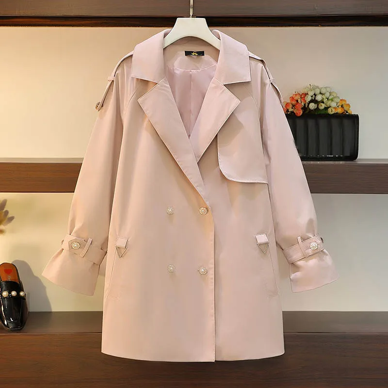 150kg-plus-size-busto-da-donna-155-autunno-inverno-temperamento-sciolto-colletto-su-misura-trench-rosa-5xl-6xl-7xl-8xl-9xl