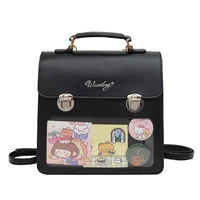 Japanese School Small Backpack Student Shoulder Crossbody Bag Clear Window Ita Handbag With Insert For Pin Display Rucasack 1