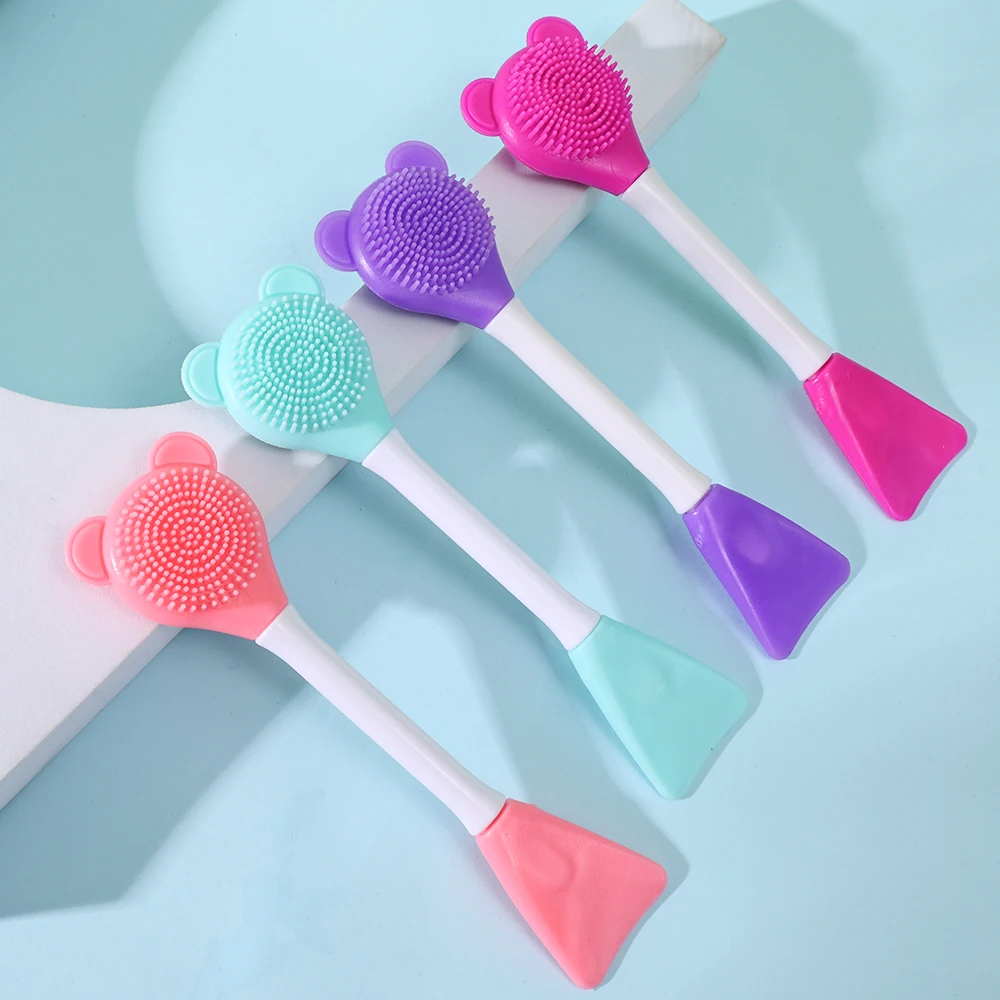Dual-Head Silicone Facial Mask Applicator and Spatula Set