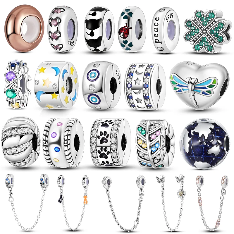 Charm Jewelry Sterling Silver Jewelry Beads Charms Sterling Silver Beads Silver Charm Bead Charm Bead Sterling Silver Beads Charm Beads Jewelry Silver Bead Bracelet Silver Charm Bracelet Loose Beads Bead Jewelry Making 925 Silver Clasp Clip Spacer Stopper Beads Charms & Safety Chain Clasp Charm Bead Fit Original Bracelet DIY Jewelry