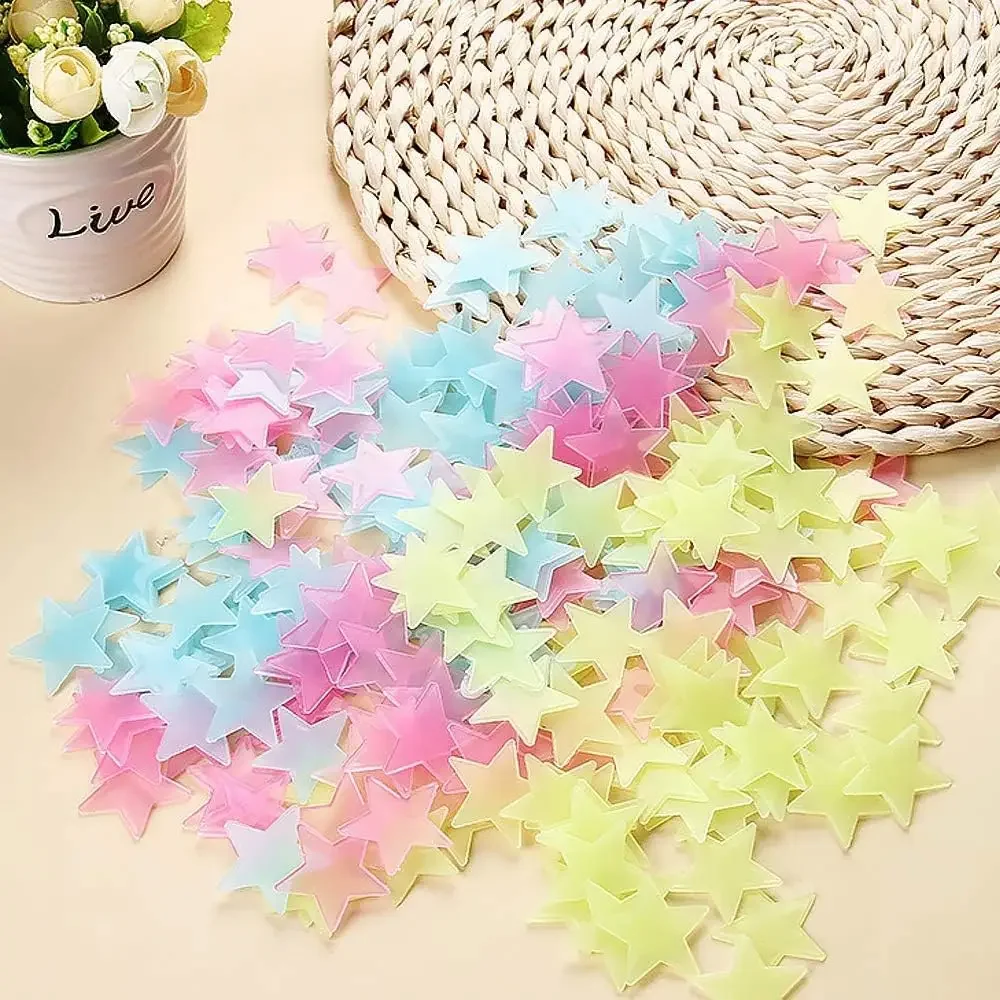 Description Picture 6 of item300/50pcs Glow in The Dark 3D Stars Wall Stickers Fluorescent Adhesive Luminous Mural Kids Baby Room Bedroom Ceiling Home Decor